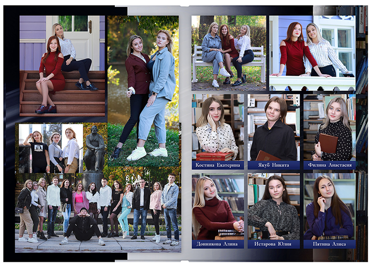 Выпускной альбом для старшеклассников. Постраничная фотокнига "Библиотека".  Альбом для выпускников 9-11-х классов.